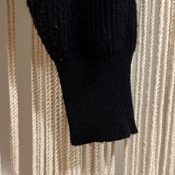 Zara Black Crew Neck Women's Sweater with Tie Back Collar - Picture 5 of 8